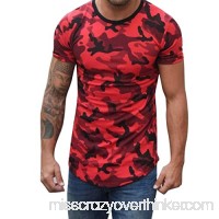 Fashion Mens Camouflage Compression Crossfit Shirt Fitness Elastic Slim Fit Tops Red B07PSK1P1C